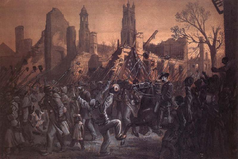 Thomas Nast Entrance of the 55th Massachusetts Regiment into Charleston oil painting picture